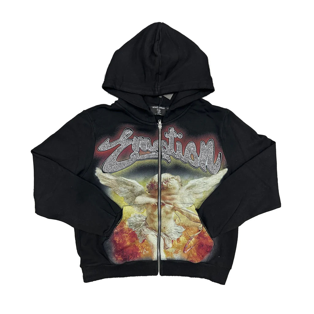 Mixed Emotion Black Rhinestone Hoodie