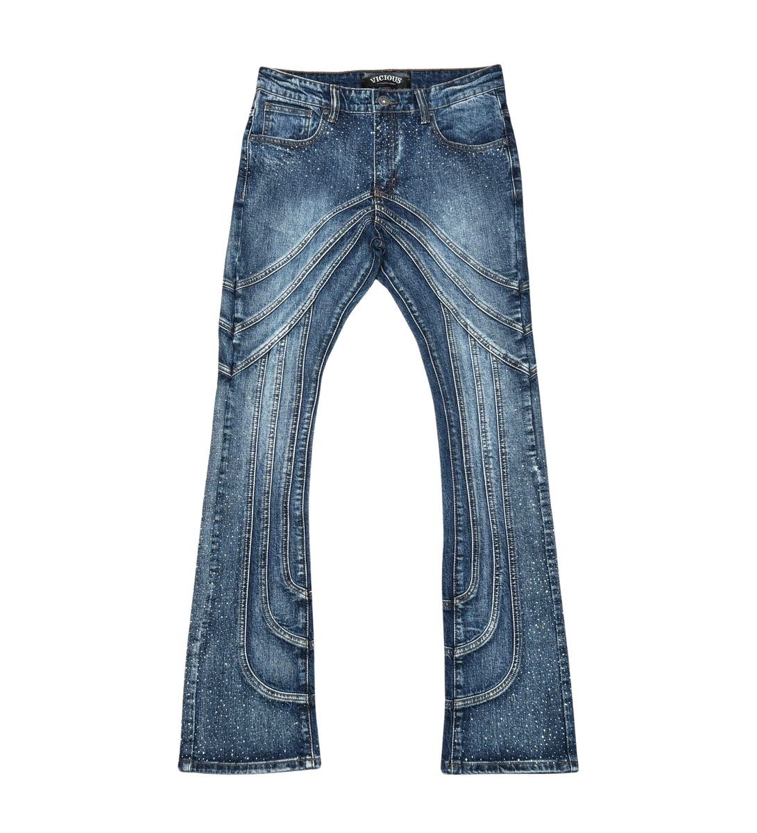 Vicious Rhinestone Flare Denim Jeans