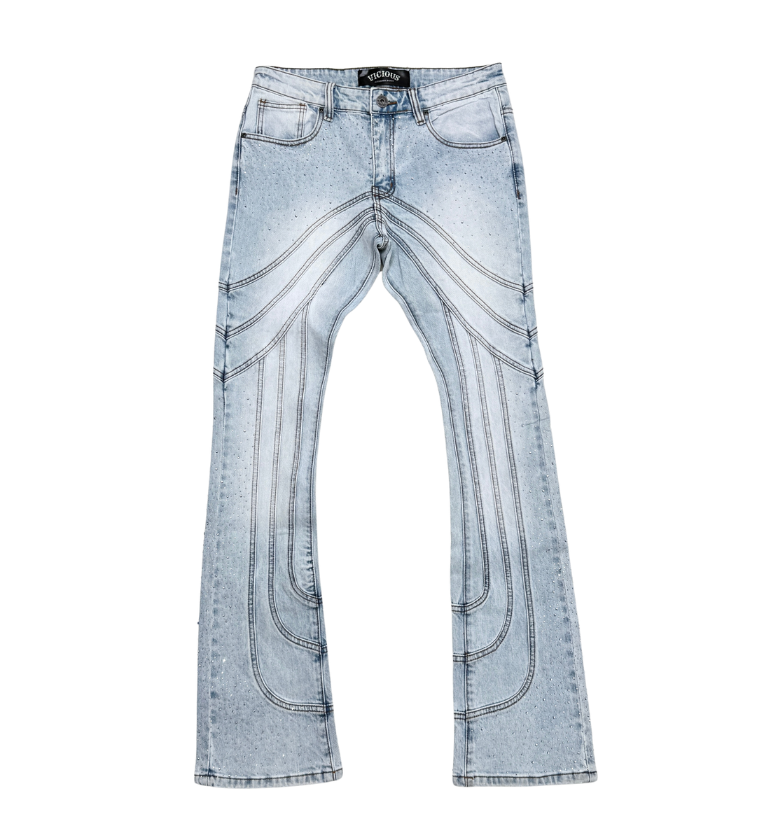 Vicious Rhinestone Flare Denim Jeans