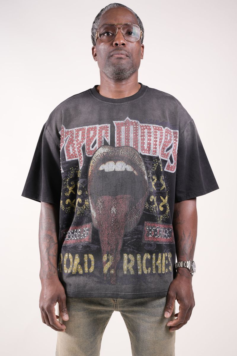 Paper Money Fortune Rhinestone Tee