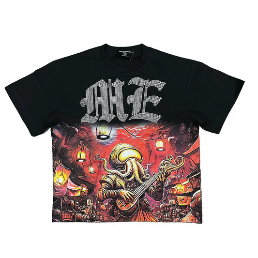 Mixed Emotion Black Octopus Rhinestone Tee