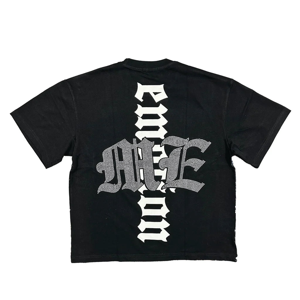 Mixed Emotion Black Rhinestone Astronaut Tee