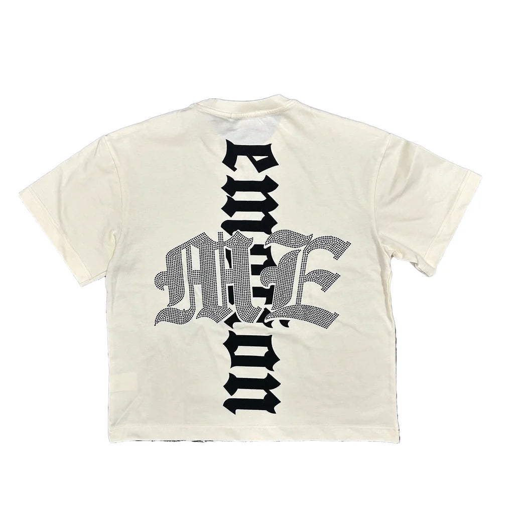 Mixed Emotion Cream Beach Rhinestone Tee