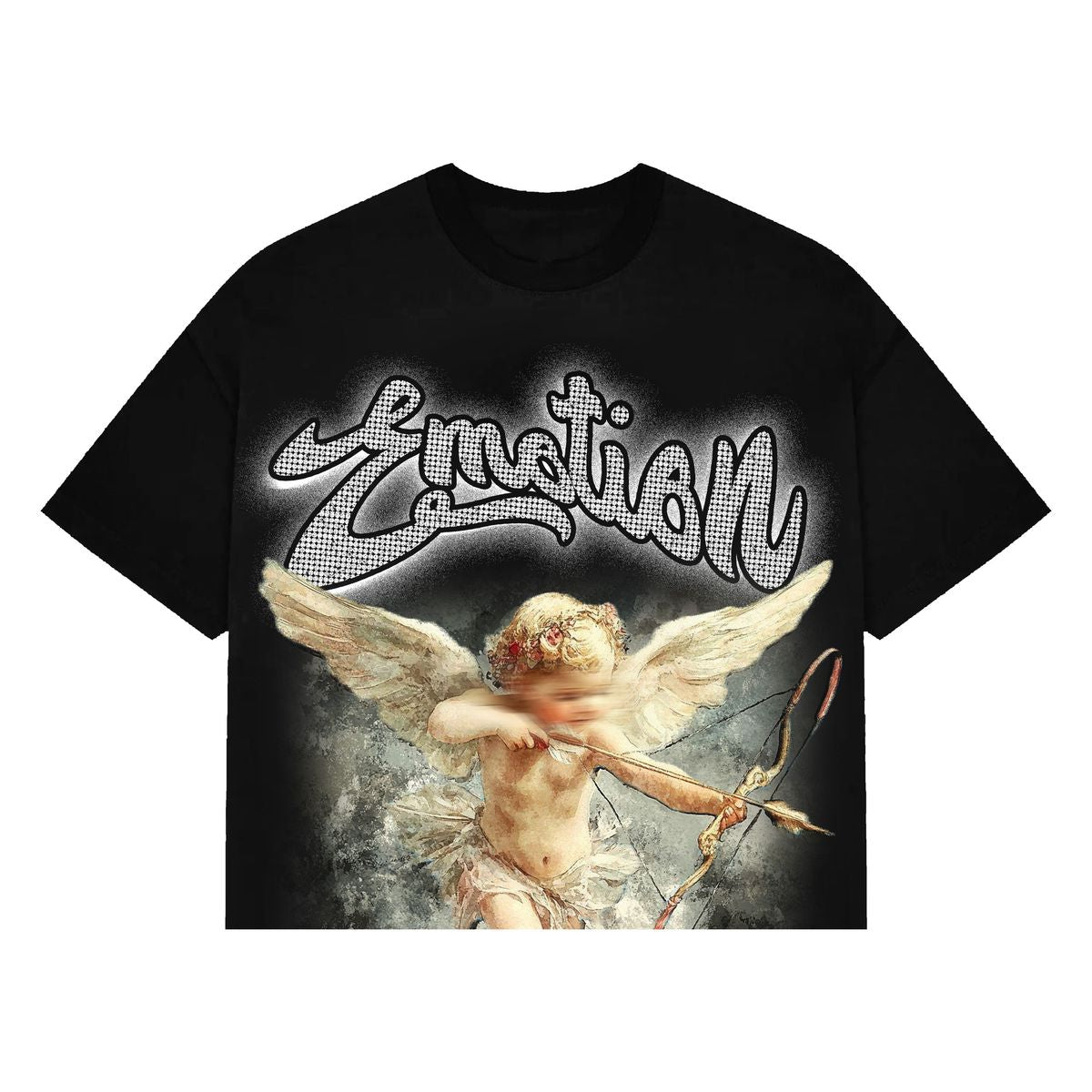 Mixed Emotion Black Rhinestone Cropped Tee