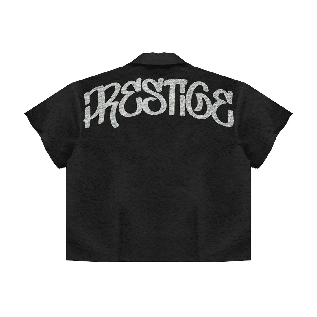 Prestige Rhinestone Suede Button Up