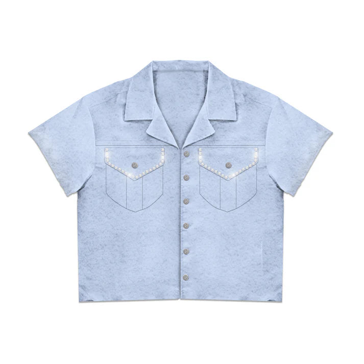 Prestige Rhinestone Suede Button Up