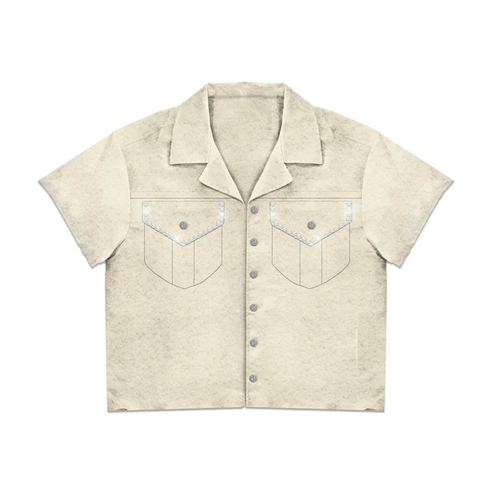 Prestige Rhinestone Suede Button Up