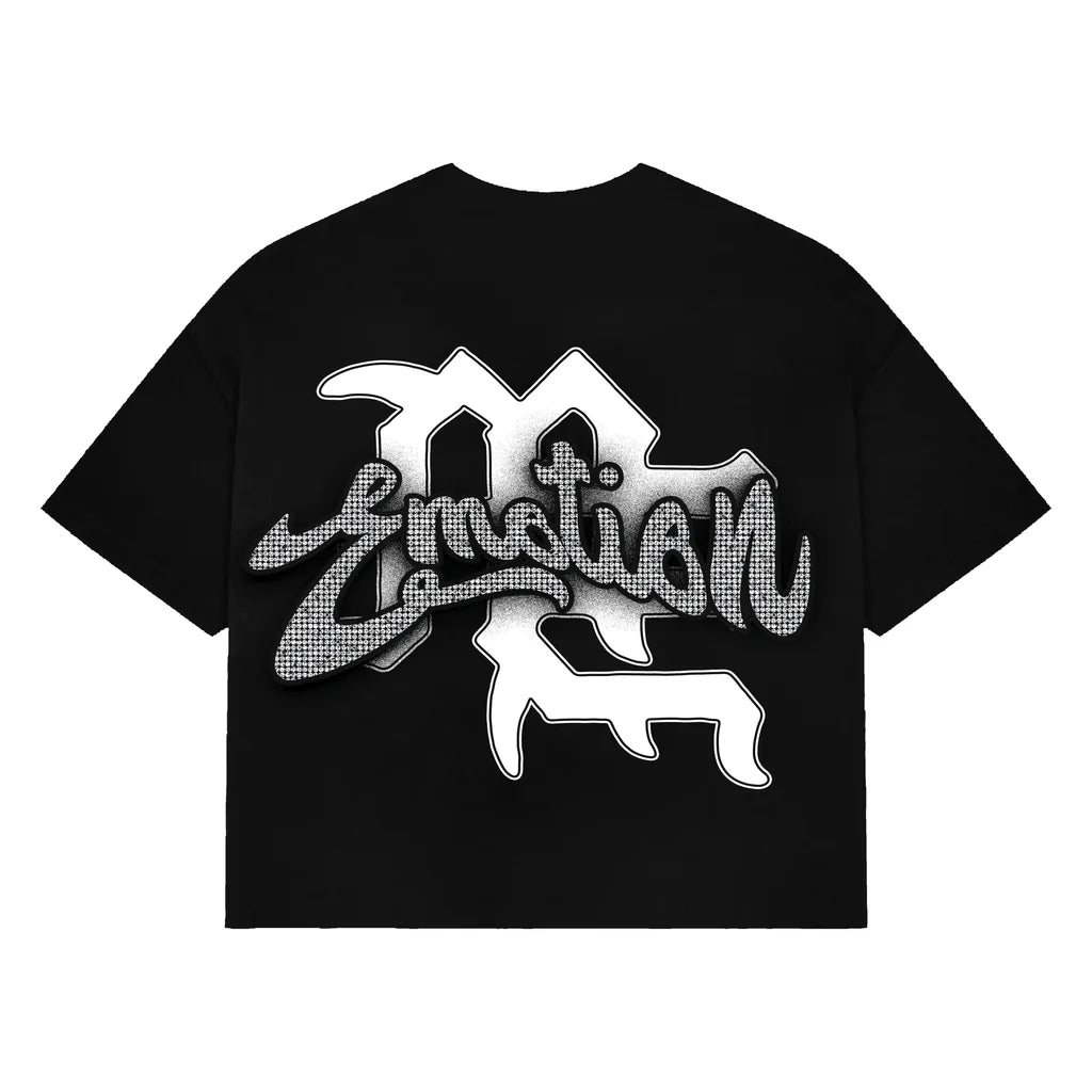 Mixed Emotion Black Rhinestone Cropped Tee