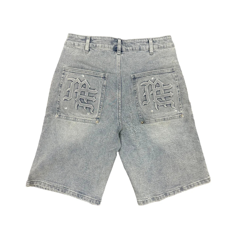 Mixed Emotion Denim Paisley Jorts