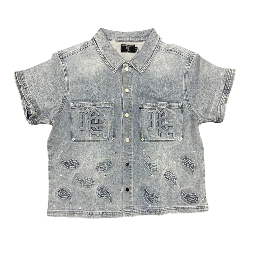 Mixed Emotion Paisley Denim Shirt