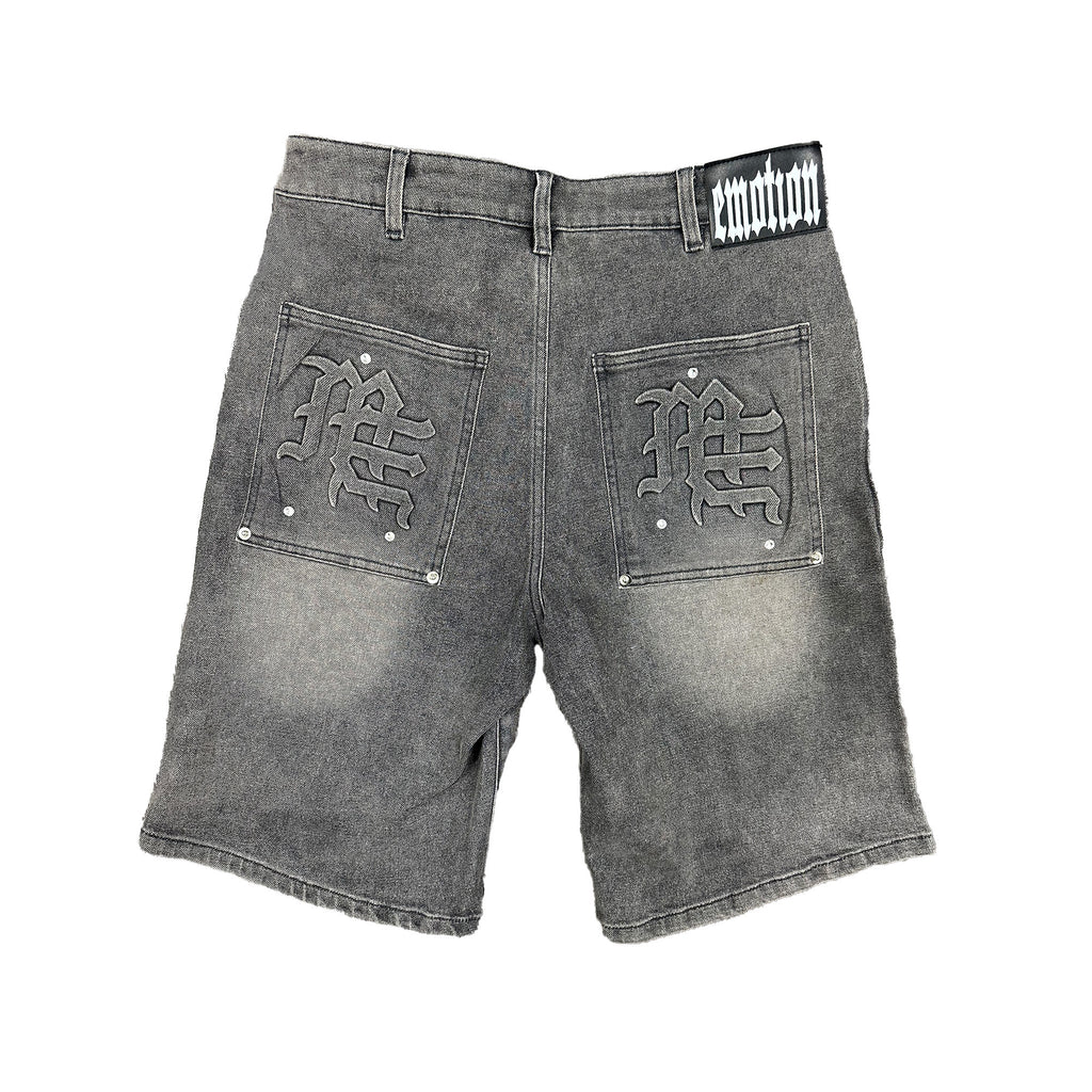 Mixed Emotion Denim Paisley Jorts